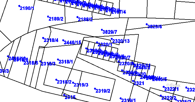 Parcela st. 2320/4 v KÚ Libeň, Katastrální mapa