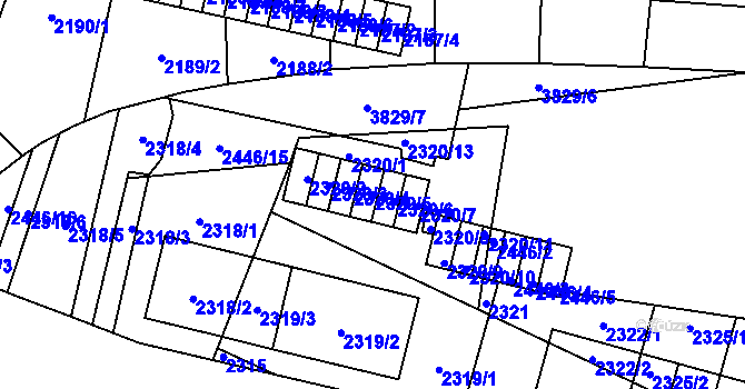 Parcela st. 2320/5 v KÚ Libeň, Katastrální mapa
