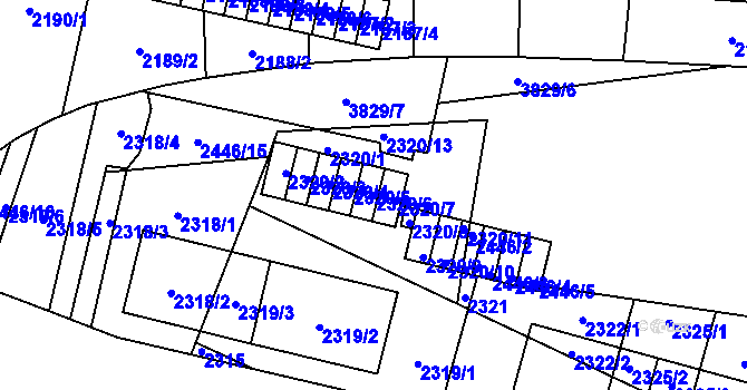 Parcela st. 2320/6 v KÚ Libeň, Katastrální mapa