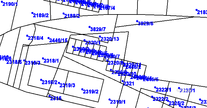 Parcela st. 2320/7 v KÚ Libeň, Katastrální mapa