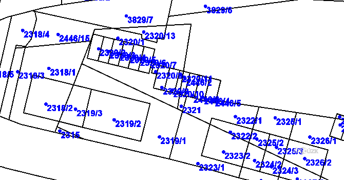 Parcela st. 2320/10 v KÚ Libeň, Katastrální mapa
