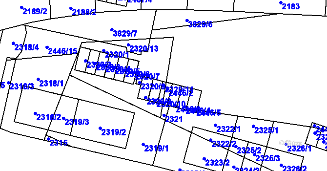 Parcela st. 2320/11 v KÚ Libeň, Katastrální mapa