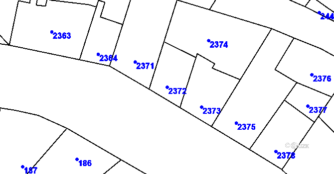 Parcela st. 2372 v KÚ Libeň, Katastrální mapa