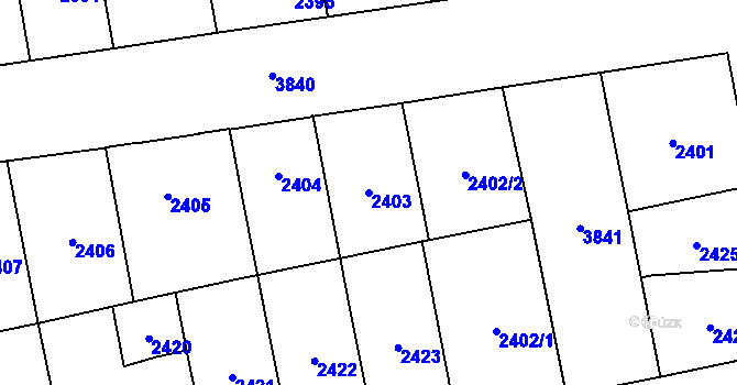 Parcela st. 2403 v KÚ Libeň, Katastrální mapa