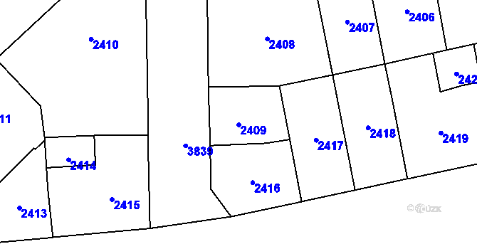 Parcela st. 2409 v KÚ Libeň, Katastrální mapa