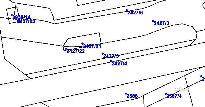 Parcela st. 2427/5 v KÚ Libeň, Katastrální mapa