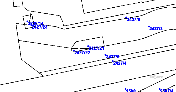 Parcela st. 2427/21 v KÚ Libeň, Katastrální mapa
