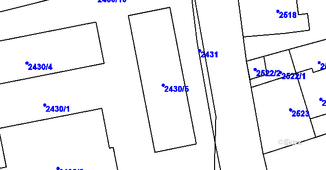 Parcela st. 2430/5 v KÚ Libeň, Katastrální mapa