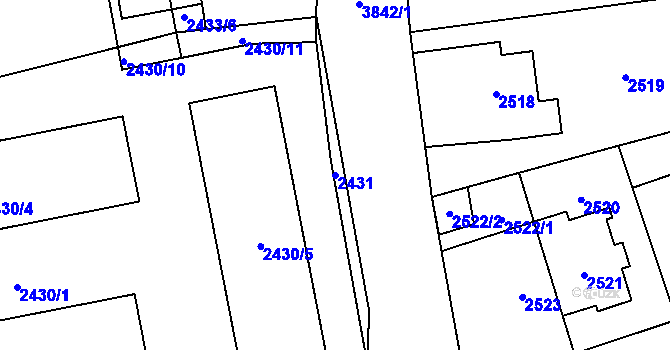 Parcela st. 2431 v KÚ Libeň, Katastrální mapa