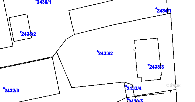 Parcela st. 2433/2 v KÚ Libeň, Katastrální mapa