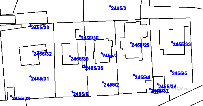 Parcela st. 2455/3 v KÚ Libeň, Katastrální mapa