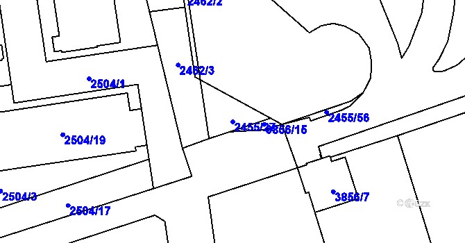 Parcela st. 2455/27 v KÚ Libeň, Katastrální mapa