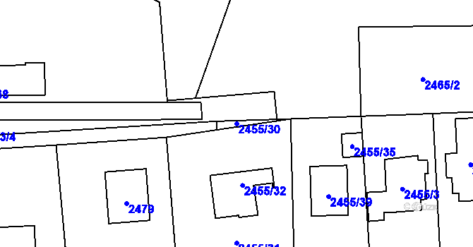 Parcela st. 2455/30 v KÚ Libeň, Katastrální mapa