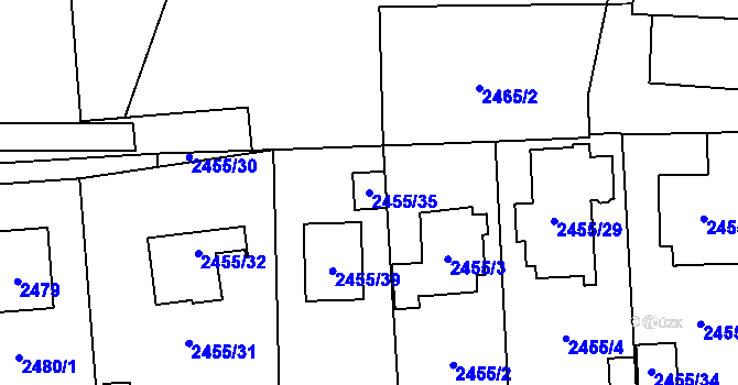 Parcela st. 2455/35 v KÚ Libeň, Katastrální mapa
