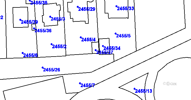 Parcela st. 2455/37 v KÚ Libeň, Katastrální mapa