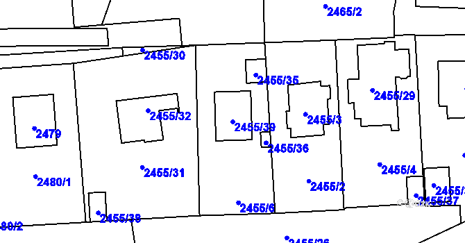 Parcela st. 2455/39 v KÚ Libeň, Katastrální mapa