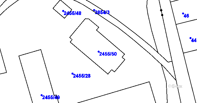 Parcela st. 2455/50 v KÚ Libeň, Katastrální mapa