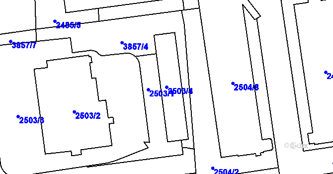 Parcela st. 2503/4 v KÚ Libeň, Katastrální mapa