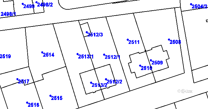 Parcela st. 2512/1 v KÚ Libeň, Katastrální mapa