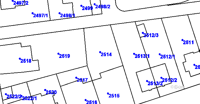 Parcela st. 2514 v KÚ Libeň, Katastrální mapa