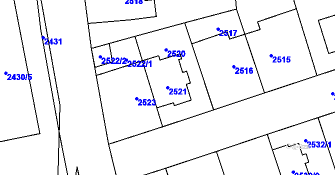 Parcela st. 2521 v KÚ Libeň, Katastrální mapa