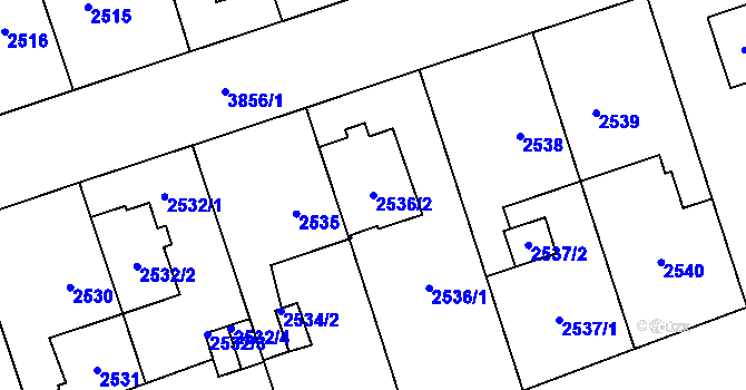 Parcela st. 2536/2 v KÚ Libeň, Katastrální mapa