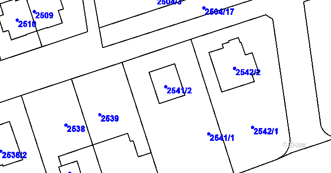 Parcela st. 2541/2 v KÚ Libeň, Katastrální mapa