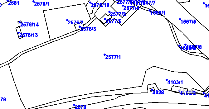 Parcela st. 2577/1 v KÚ Libeň, Katastrální mapa