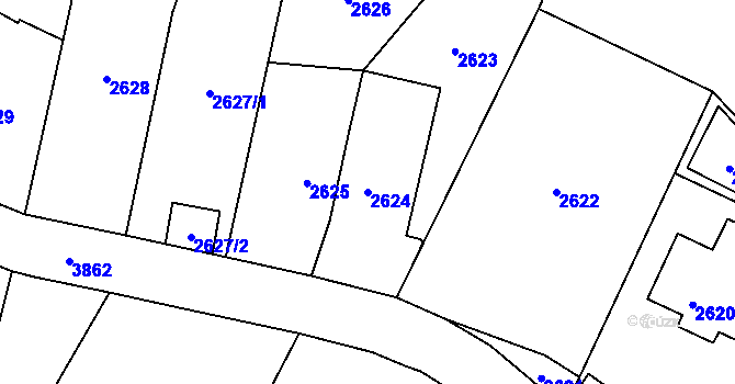 Parcela st. 2624 v KÚ Libeň, Katastrální mapa