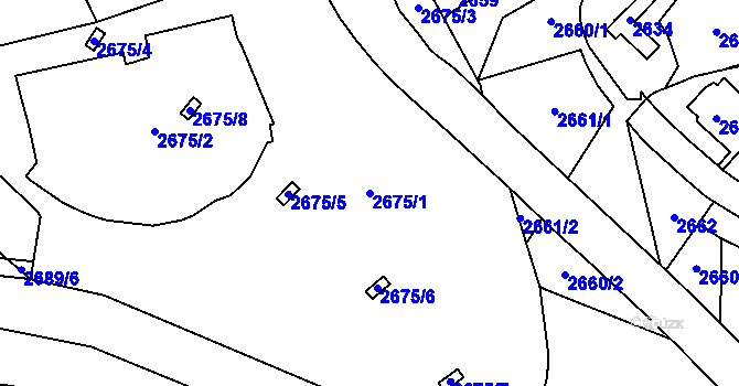 Parcela st. 2675/1 v KÚ Libeň, Katastrální mapa