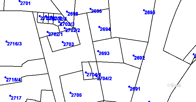 Parcela st. 2693 v KÚ Libeň, Katastrální mapa