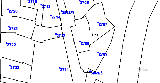 Parcela st. 2708 v KÚ Libeň, Katastrální mapa