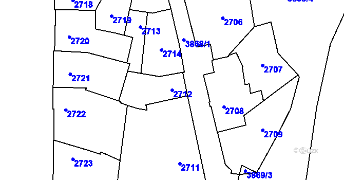 Parcela st. 2712 v KÚ Libeň, Katastrální mapa