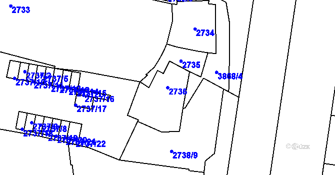 Parcela st. 2736 v KÚ Libeň, Katastrální mapa