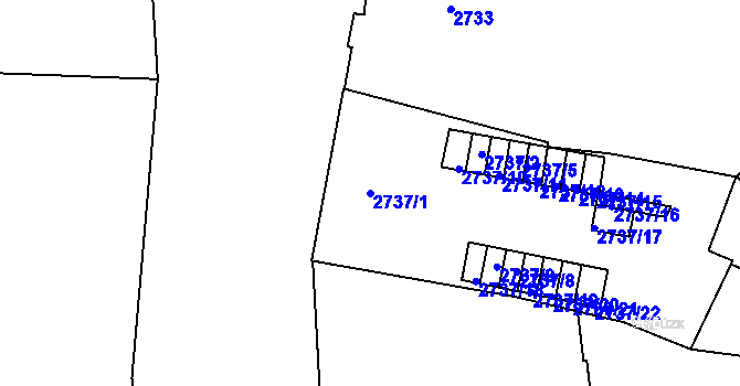 Parcela st. 2737/1 v KÚ Libeň, Katastrální mapa