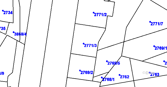 Parcela st. 2771/3 v KÚ Libeň, Katastrální mapa