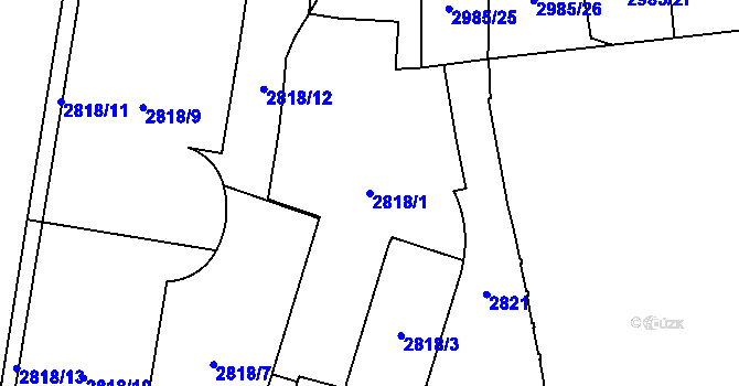 Parcela st. 2818/1 v KÚ Libeň, Katastrální mapa