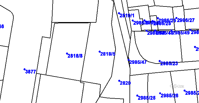 Parcela st. 2818/5 v KÚ Libeň, Katastrální mapa