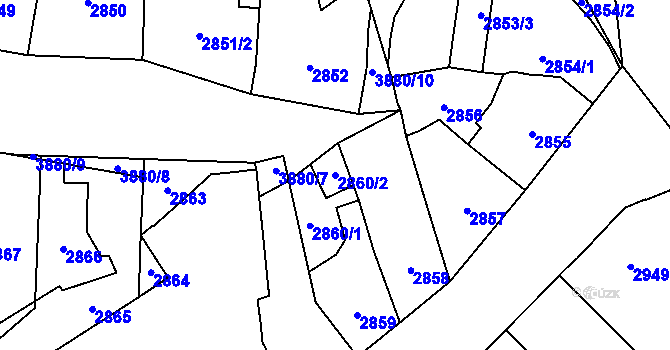 Parcela st. 2860/2 v KÚ Libeň, Katastrální mapa