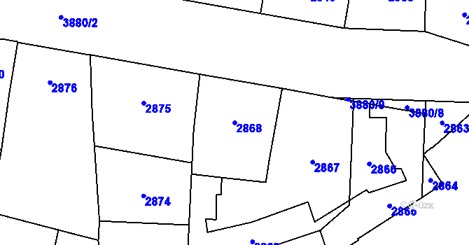 Parcela st. 2868 v KÚ Libeň, Katastrální mapa
