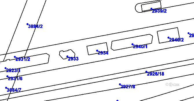 Parcela st. 2934 v KÚ Libeň, Katastrální mapa