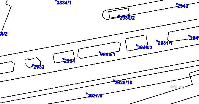 Parcela st. 2940/1 v KÚ Libeň, Katastrální mapa