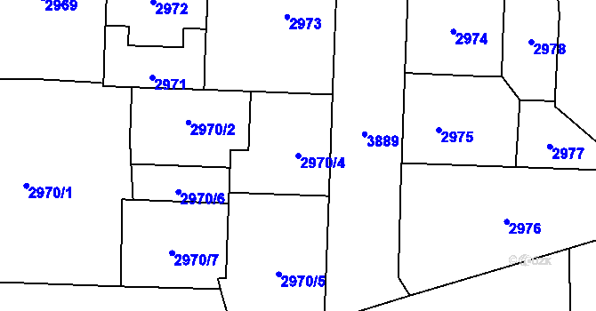Parcela st. 2970/4 v KÚ Libeň, Katastrální mapa