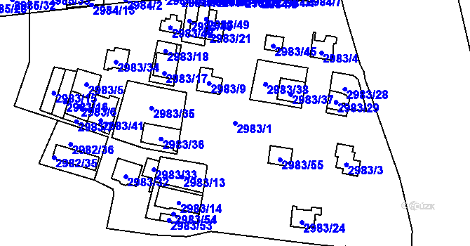 Parcela st. 2983/1 v KÚ Libeň, Katastrální mapa