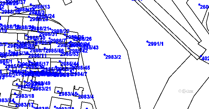 Parcela st. 2983/2 v KÚ Libeň, Katastrální mapa