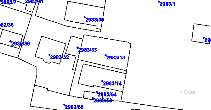 Parcela st. 2983/13 v KÚ Libeň, Katastrální mapa