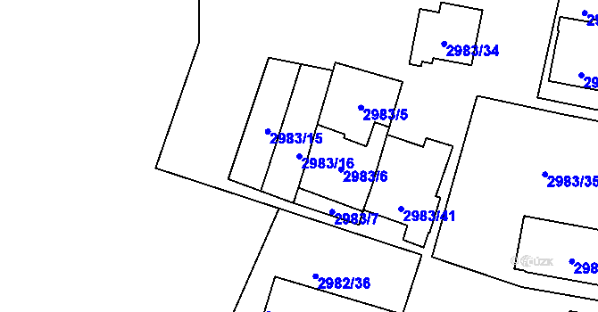 Parcela st. 2983/16 v KÚ Libeň, Katastrální mapa