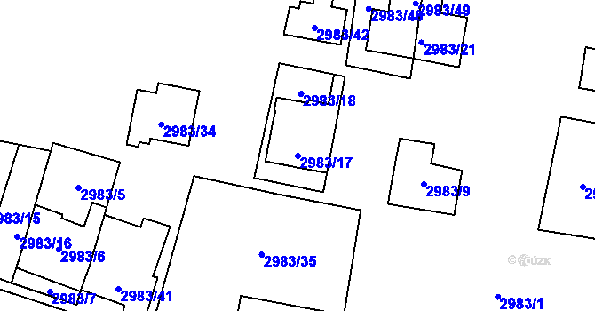 Parcela st. 2983/17 v KÚ Libeň, Katastrální mapa