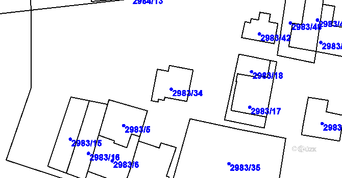Parcela st. 2983/34 v KÚ Libeň, Katastrální mapa