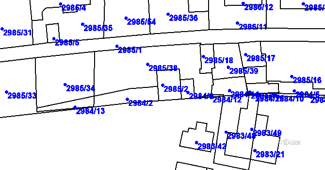 Parcela st. 2985/2 v KÚ Libeň, Katastrální mapa